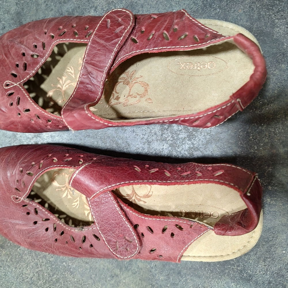 Red Flats with Perforated Design and Strap